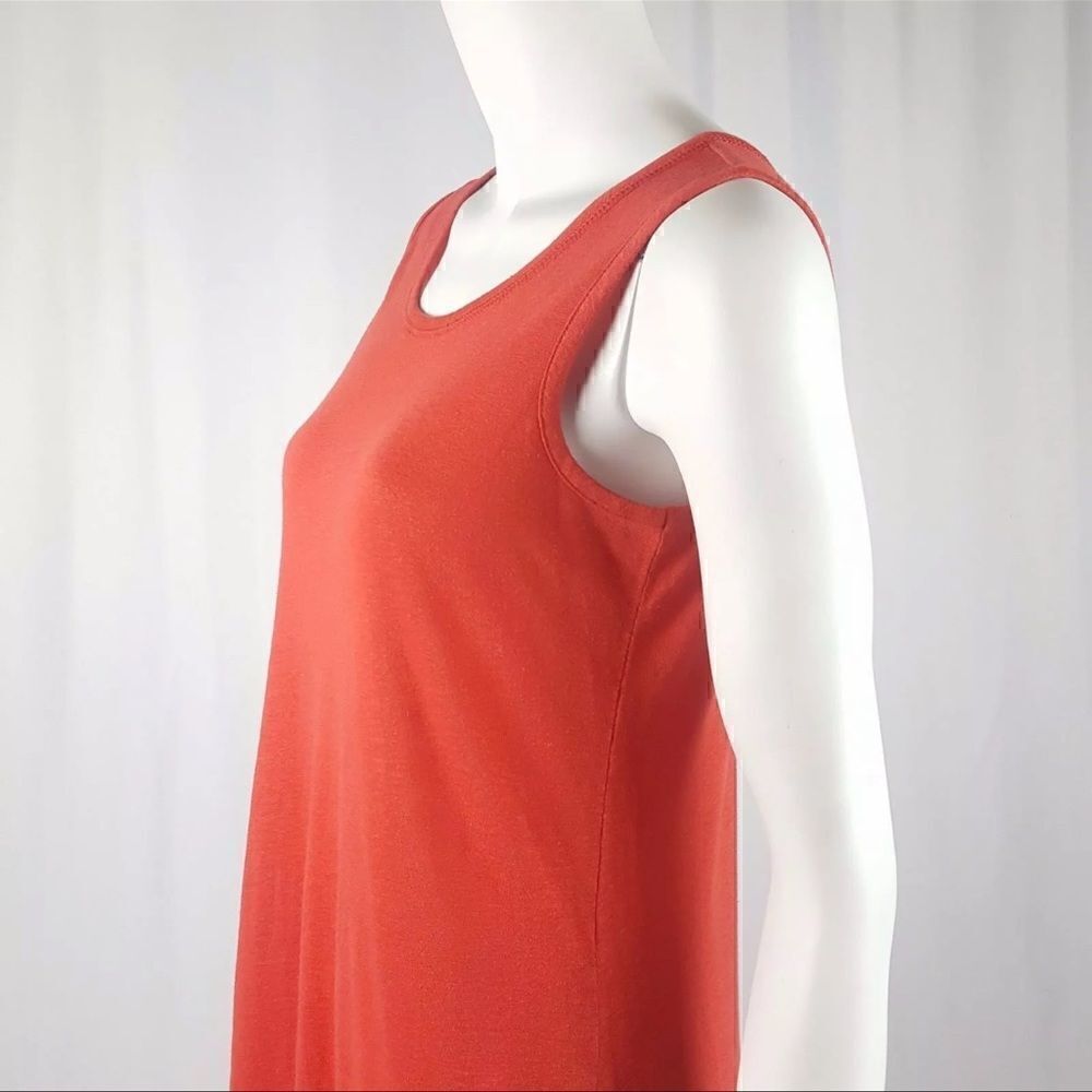 LOGO Lori Goldstein Size XS Orange Sleeveless Tank Top Stretch Midi Dress Lounge - Picture 4 of 9